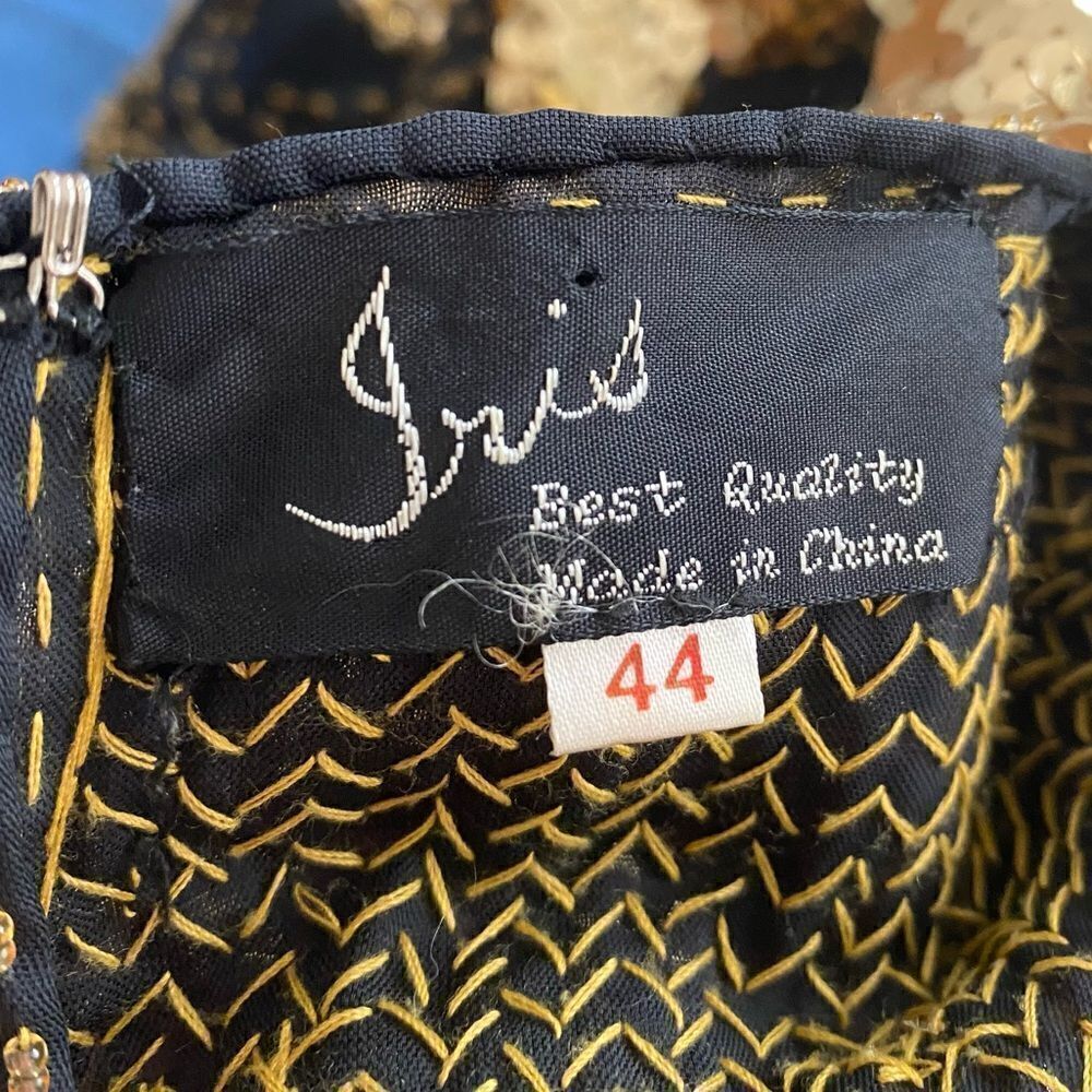 Iris Sequin Beaded Blouse Vintage Gold Black 44 - Picture 4 of 7